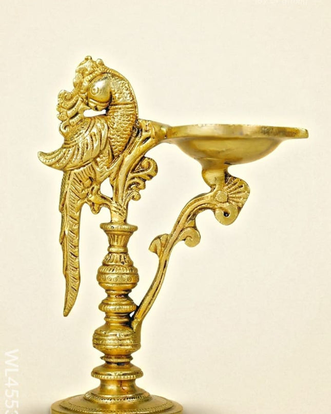 Brass Peacock Diya with Stand - WL4553-1 - Brass Diya