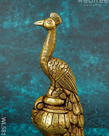 Brass Peacock Idol - Set of 2 - 7 inch - WL5813 - Brass Figurines
