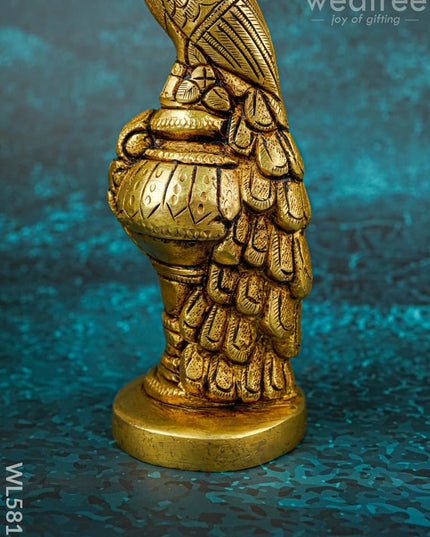 Brass Peacock Idol - Set of 2 - 7 inch - WL5813 - Brass Figurines