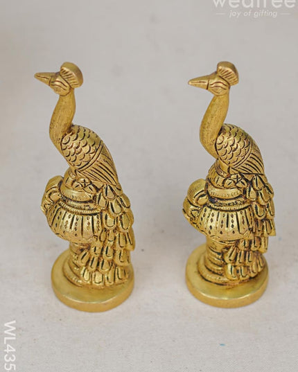 Brass Peacock Idol (Set Of 2) - Wl4354 Figurines