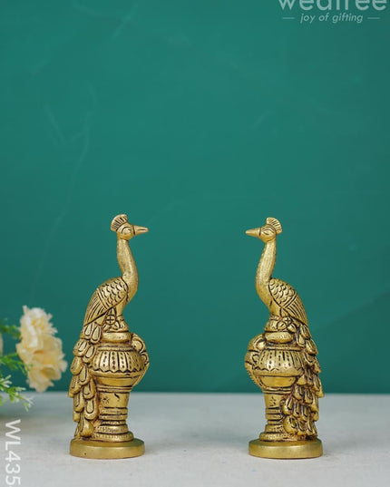 Brass Peacock Idol (Set Of 2) - Wl4354 Figurines