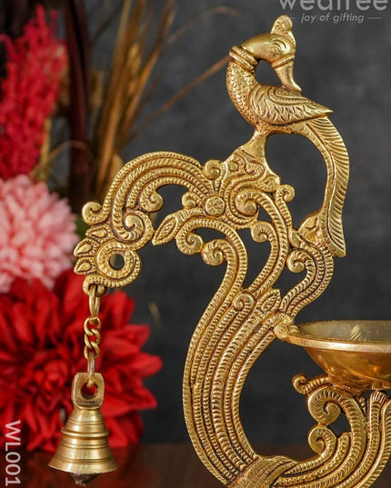 Brass Peacock Stand Diya - Wl0017