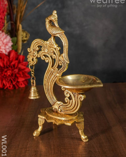 Brass Peacock Stand Diya - Wl0017