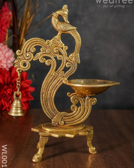 Brass Peacock Stand Diya - Wl0017
