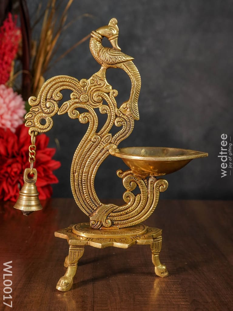 Brass Peacock Stand Diya - Wl0017