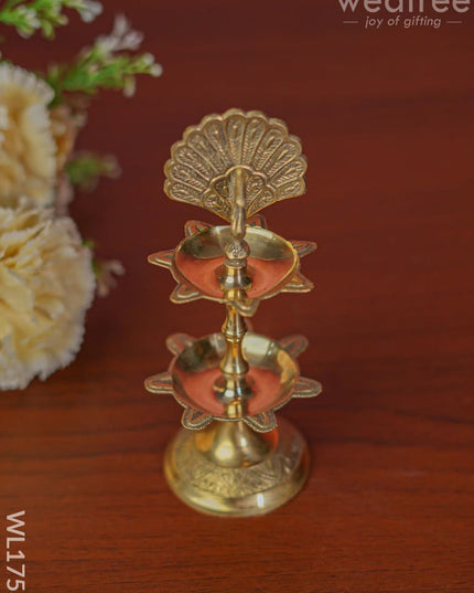 Brass Peacock Two Step Diya - Wl1753