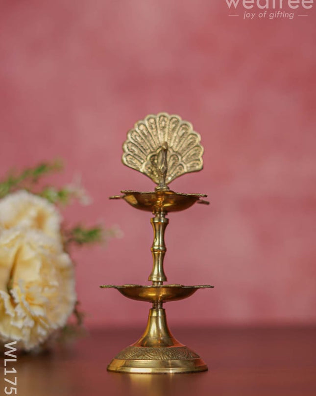 Brass Peacock Two Step Diya - Wl1753