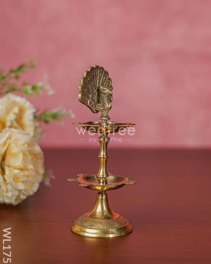 Brass Peacock Two Step Diya - Wl1753