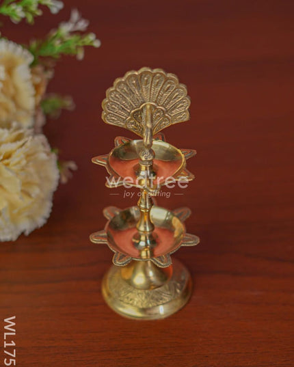 Brass Peacock Two Step Diya - Wl1753