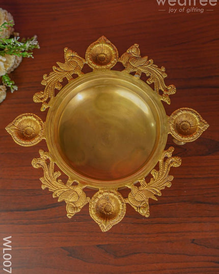 Peacock Urli 4 Face Diya With Bell - Wl0079 Brass