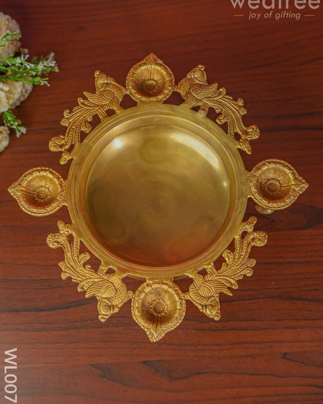 Peacock Urli 4 Face Diya With Bell - Wl0079 Brass