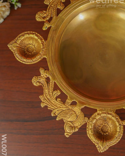 Peacock Urli 4 Face Diya With Bell - Wl0079 Brass