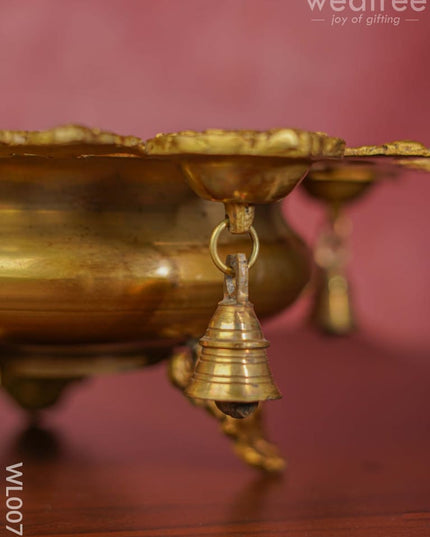 Peacock Urli 4 Face Diya With Bell - Wl0079 Brass