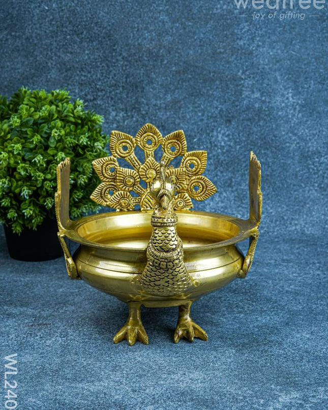 Brass Peacock Urli - WL2400 - Brass Urli