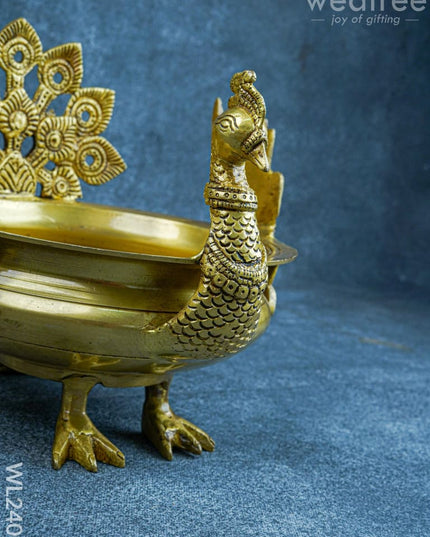 Brass Peacock Urli - WL2400 - Brass Urli