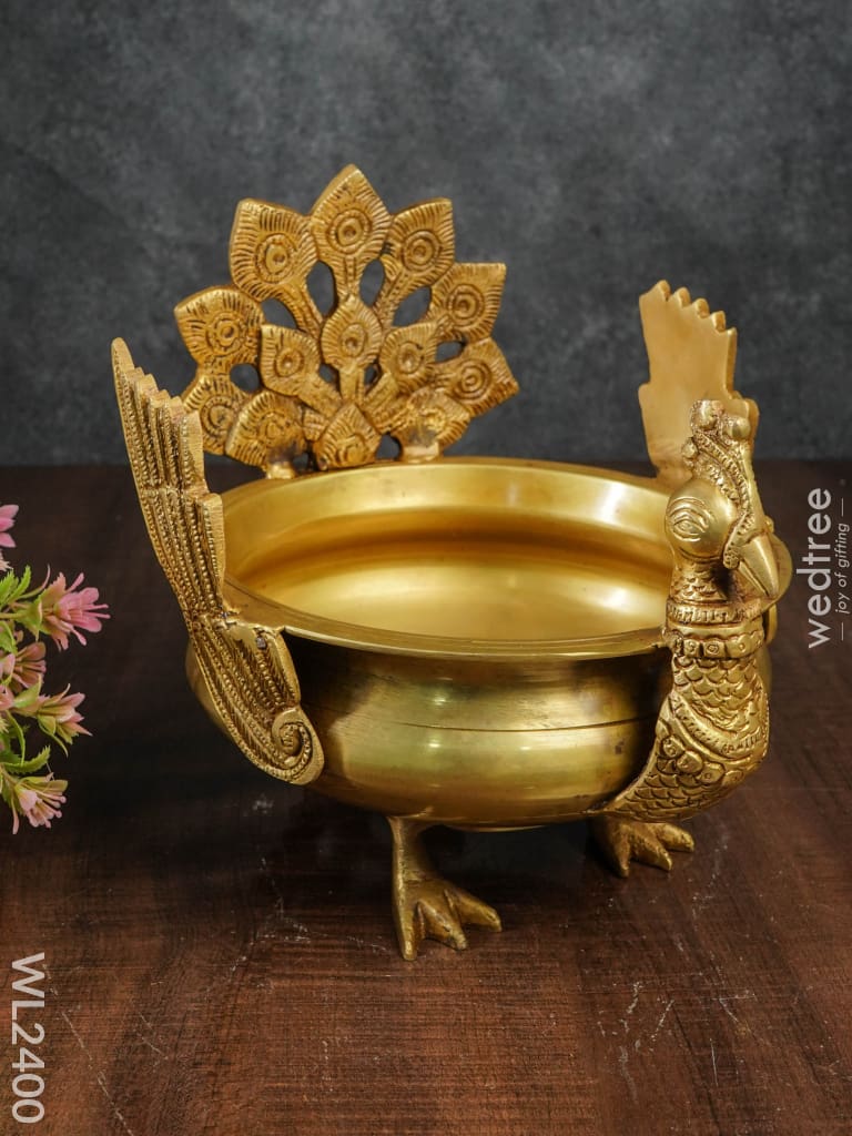 Brass Peacock Urli - Wl2400