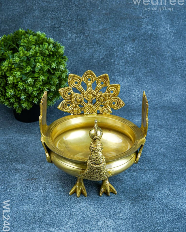 Brass Peacock Urli - WL2400 - Brass Urli
