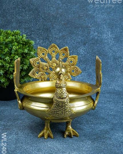 Brass Peacock Urli - WL2400 - Brass Urli