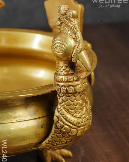 Brass Peacock Urli - WL2400 - Brass Urli