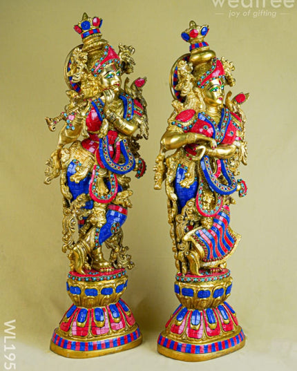 Brass Radha Krishna Figurine - 30 inch - WL1956 - Brass Figurines