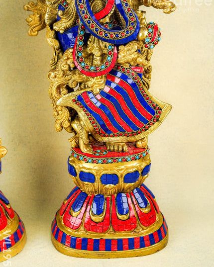 Brass Radha Krishna Figurine - 30 inch - WL1956 - Brass Figurines