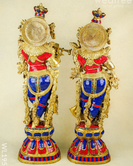 Brass Radha Krishna Figurine - 30 inch - WL1956 - Brass Figurines