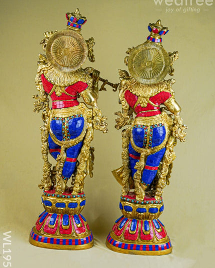 Brass Radha Krishna Figurine - 30 inch - WL1956 - Brass Figurines