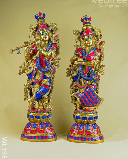 Brass Radha Krishna Figurine - 30 inch - WL1956 - Brass Figurines