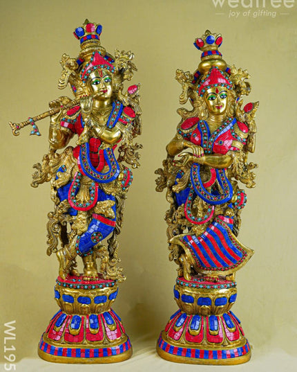 Brass Radha Krishna Figurine - 30 inch - WL1956 - Brass Figurines