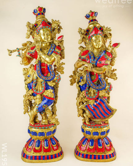 Brass Radha Krishna Figurine - 30 inch - WL1956 - Brass Figurines