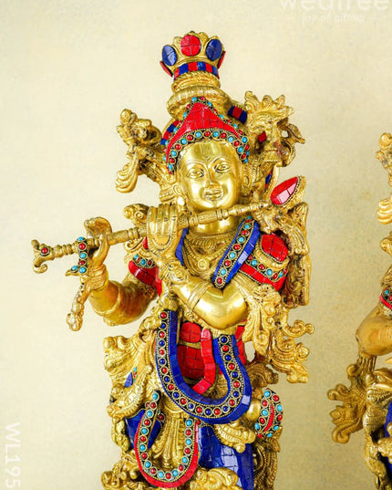 Brass Radha Krishna Figurine - 30 inch - WL1956 - Brass Figurines