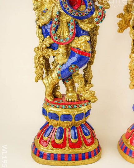 Brass Radha Krishna Figurine - 30 inch - WL1956 - Brass Figurines