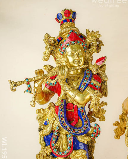 Brass Radha Krishna Figurine - 30 inch - WL1956 - Brass Figurines