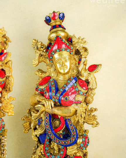 Brass Radha Krishna Figurine - 30 inch - WL1956 - Brass Figurines