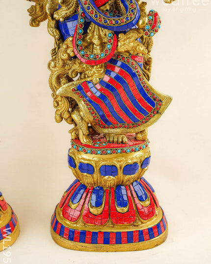Brass Radha Krishna Figurine - 30 inch - WL1956 - Brass Figurines