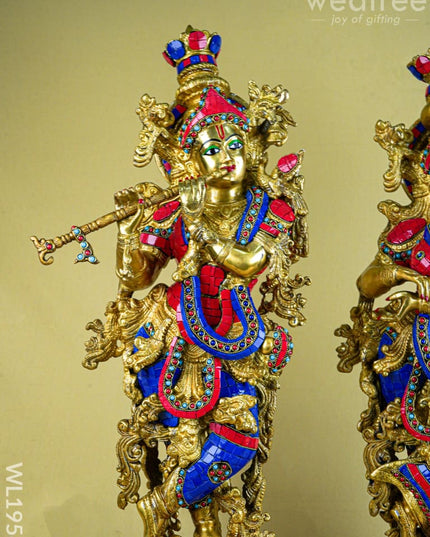 Brass Radha Krishna Figurine - 30 inch - WL1956 - Brass Figurines