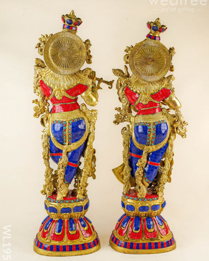 Brass Radha Krishna Figurine - 30 inch - WL1956 - Brass Figurines