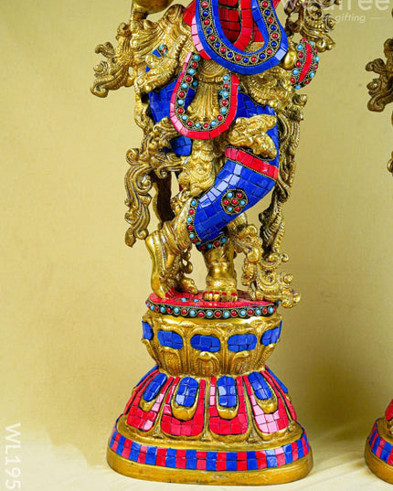 Brass Radha Krishna Figurine - 30 inch - WL1956 - Brass Figurines