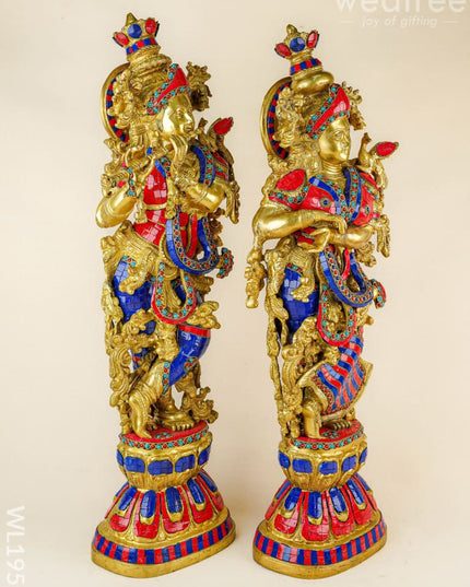 Brass Radha Krishna Figurine - 30 inch - WL1956 - Brass Figurines