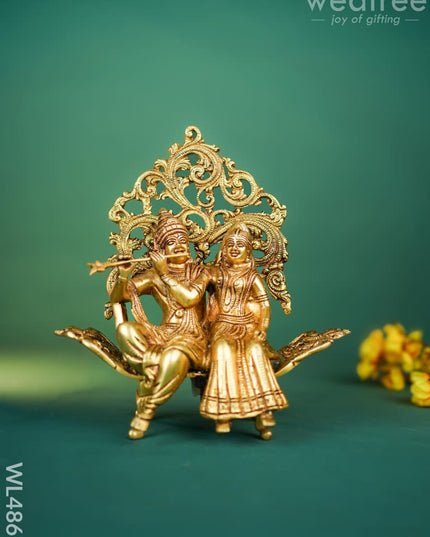 Brass Radha Krishna Idol - 10 inch - WL4867 Brass Figurines