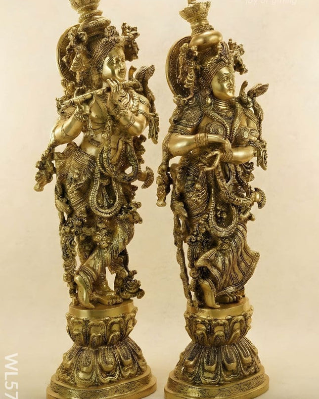 Brass Radha Krishna Idol - 30 Inch - WL5723 - Brass Figurines