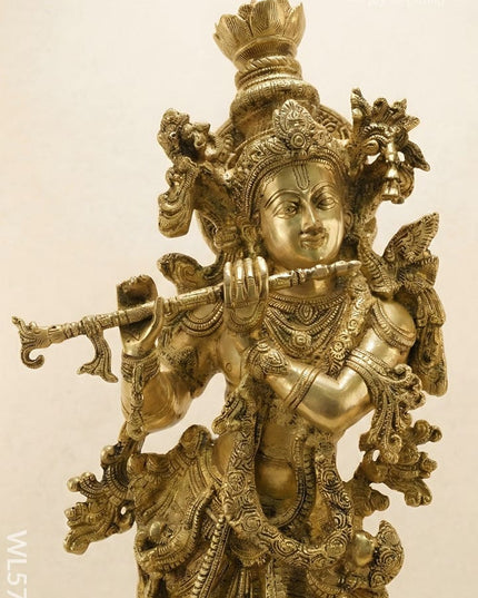 Brass Radha Krishna Idol - 30 Inch - WL5723 - Brass Figurines
