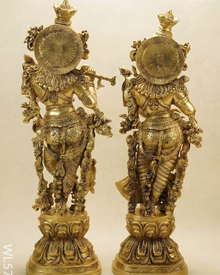 Brass Radha Krishna Idol - 30 Inch - WL5723 - Brass Figurines