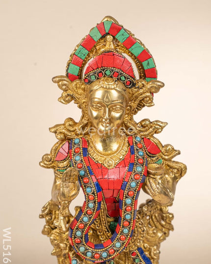 Brass Radha-Krishna Idol with Stone Work - 18 inch - WL5161 Brass Decor