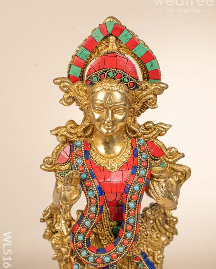 Brass Radha-Krishna Idol with Stone Work - 18 inch - WL5161 Brass Decor