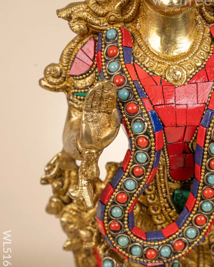 Brass Radha-Krishna Idol with Stone Work - 18 inch - WL5161 Brass Decor