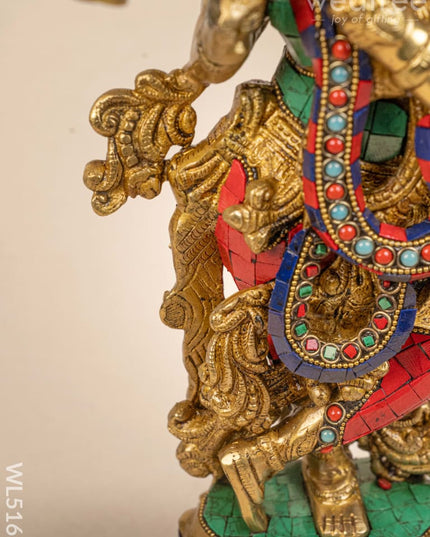 Brass Radha-Krishna Idol with Stone Work - 18 inch - WL5161 Brass Decor