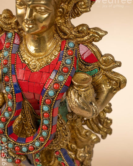 Brass Radha-Krishna Idol with Stone Work - 18 inch - WL5161 Brass Decor