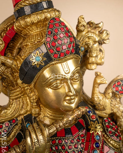 Brass Radha-Krishna Idol with Stone Work - 27 inch - WL5162 Brass Decor