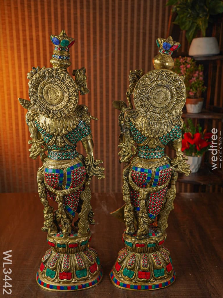 Brass Radha Krishna - Set Of 2 Wl3442 Figurines